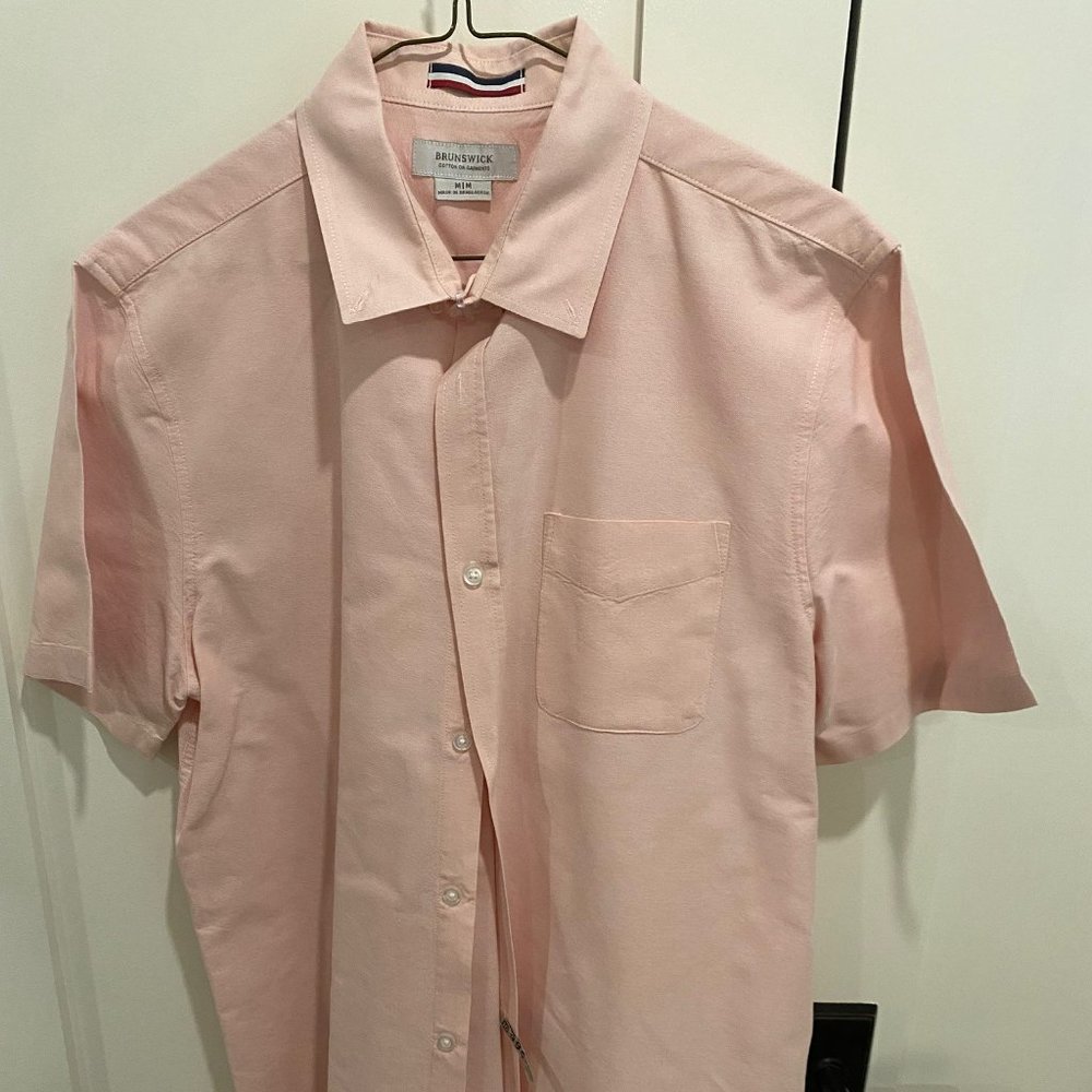 Pink short-sleeve button-down shirt medium